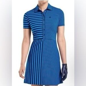 G/FORE Blue and Black Striped Polo Dress - Golf
